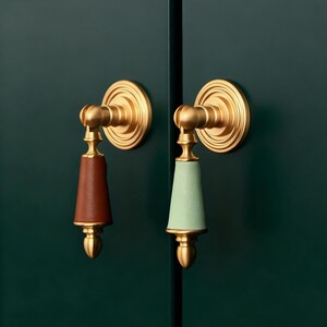 Cupboard Pull Knob: Leather Wardrobe Pull, Brass Nightstand Handle