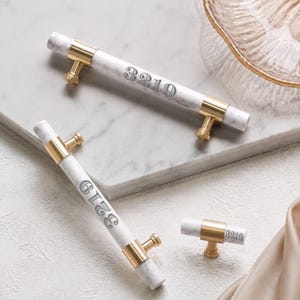 Kitchen Cabinet Marble Pull: Brass Cupboard Handle, Furniture Hardware Pull