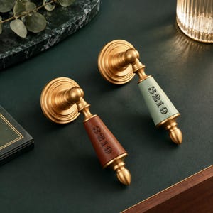 Cupboard Pull Knob: Leather Wardrobe Pull, Brass Nightstand Handle