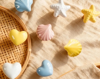 Keramische zeester dressoirknop: kinderkast messing knop