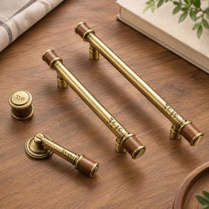 Walnut Brass Cabinet Knob: Wood Wardrobe Pull
