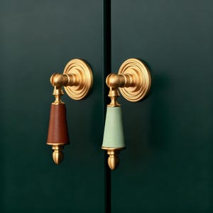 Bouton de poignée de placard : poignée d'armoire en cuir, poignée de table de chevet en laiton