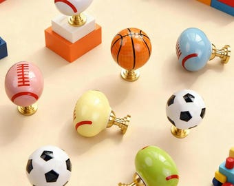 Cartoon Sports Ball Ceramic Knob: Kids Room Decor