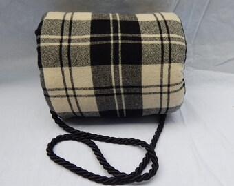Young Adult- Black and cream plaid muff- FREE SHIPPING