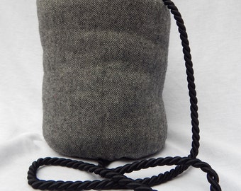 Young Adult- Black and grey wool muff- FREE SHIPPING
