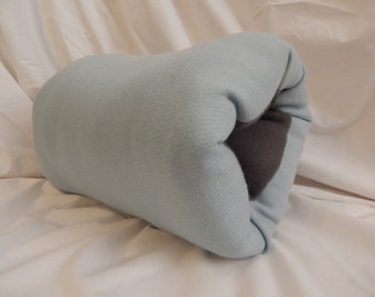 Light Blue Wool Muff with gray fleece lining- FREE SHIPPING