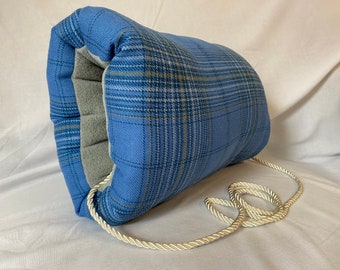 Blue Plaid Muff made with Scottish wool- 2 sizes- FREE SHIPPING