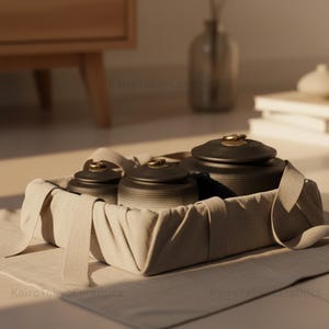 Jarra de té de cerámica cepillada / Almacenamiento a prueba de humedad / Estilo retro japonés / Tapa de cobre