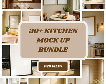 Más de 30 maquetas de cocina - Maquetas de marcos individuales en formato PSD - Plantillas de arte mural - Plantillas de maquetas de Photoshop - Marcos verticales - Marcos horizontales