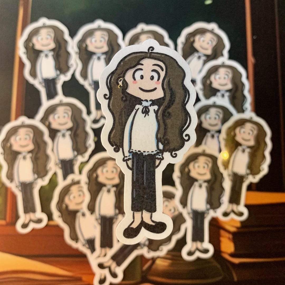 1 Sticker Mel - Brunette Girl With Long Hair, Romantic Blouse and Black ...