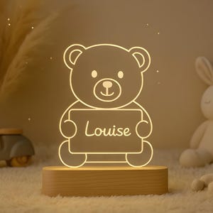 Anpassad akryl nallebjörn nattlampa – Personlig barnrumsdekoration