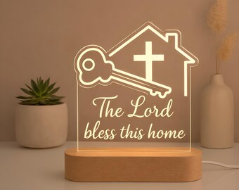 Personalized Christian LED Night Light - Home Blessing Custom Acrylic Lamp