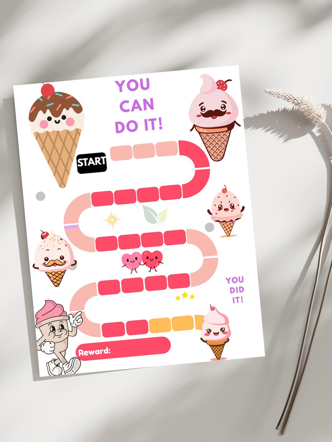 Summer Ice Cream Reward Chart, Kids Behavior Tracker (PDF) - Etsy Canada