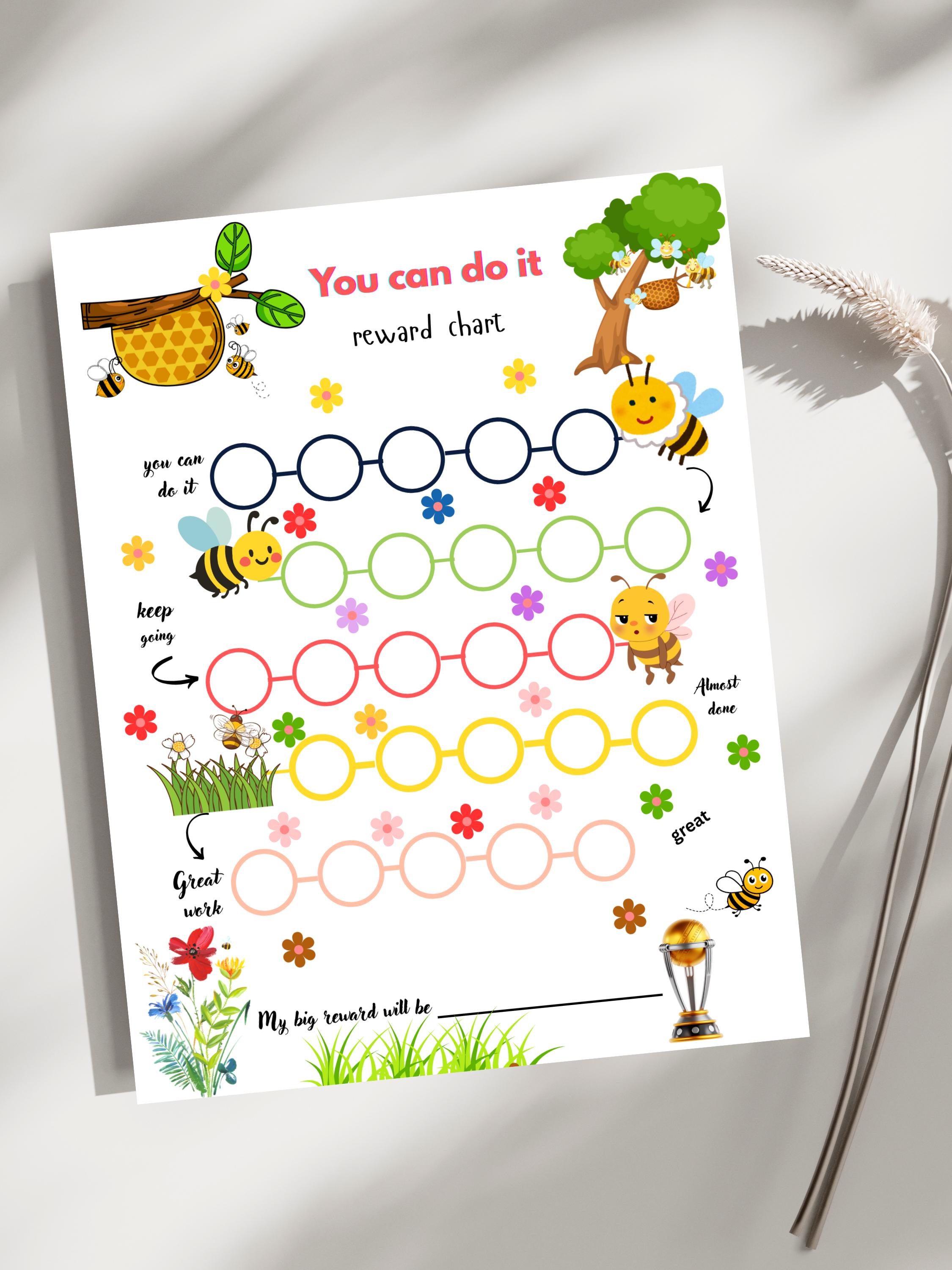 Bee Reward Chart Printable | Kids Potty Training, Behavior A4/US Letter ...