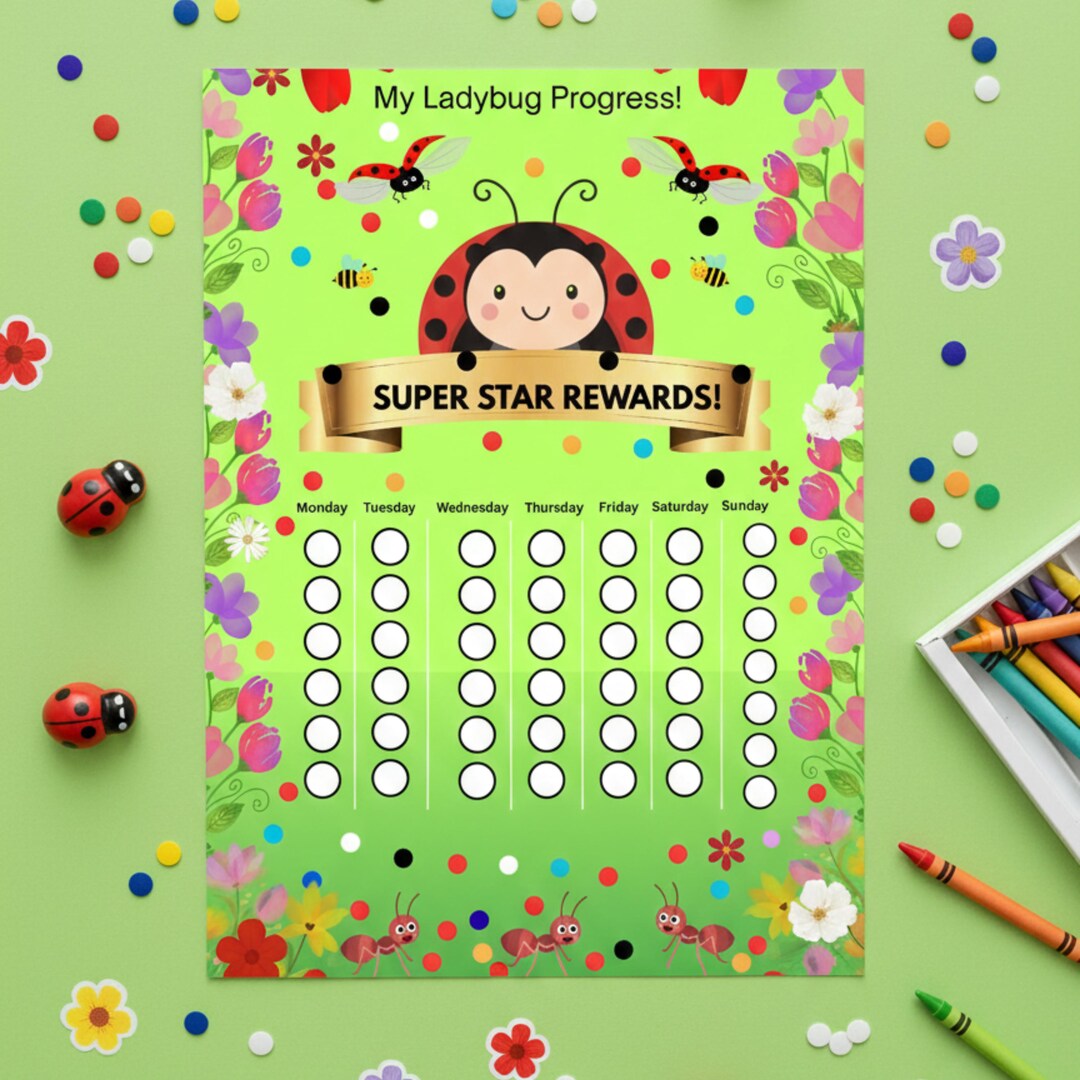 Printable Ladybug Reward Chart: Kids Behavior & Potty Training Chart ...