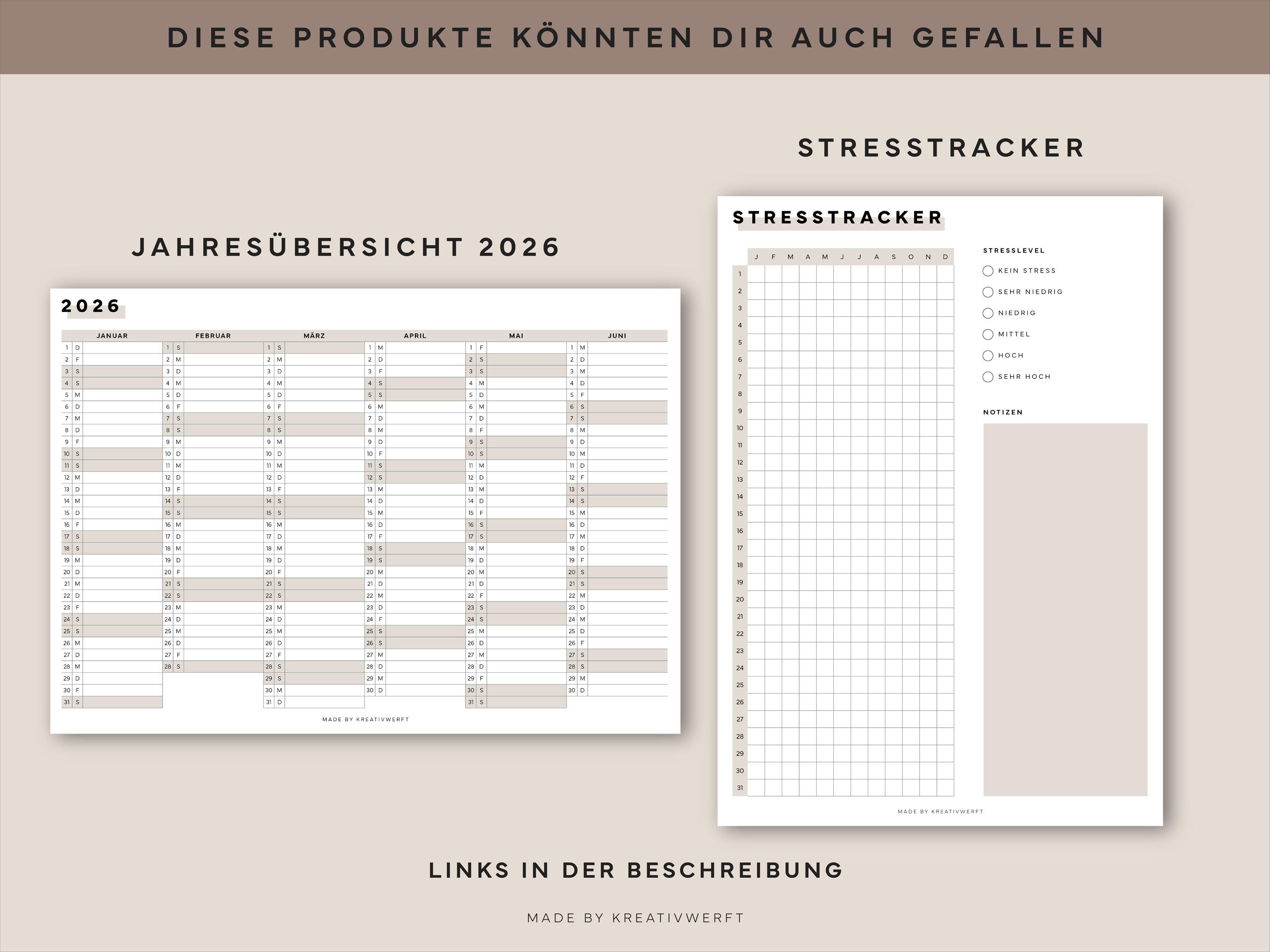 Kalender 2026 als PDF zum Ausdrucken – Monatsübersicht 2026 deutsch