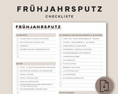 Frühjahrsputz Checkliste als PDF zum Ausdrucken – Frühjahrsputz Planer deutsch – Putzplan A4 – Haushalt organisieren – Sofort Download