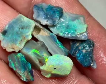 Bright Dark Seam Lightning Ridge Rough Opals.  Natural Australian Opal Gems