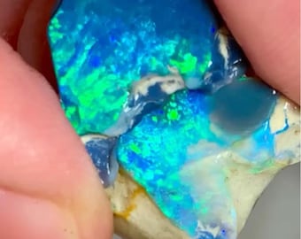Pair of Matching Dark Lightning Ridge Rough Opals.  Australian Opal Gems