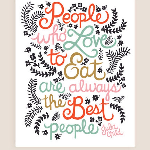 11x14-in Julia Child Quote Illustration Print.