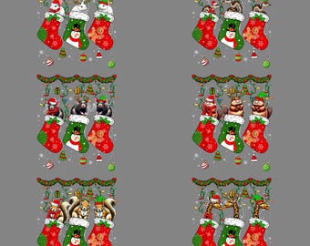 Funny Santa Reindeer PNG – Three Elf in Xmas Socks Colorful Christmas Holiday Humor Clipart, Sublimation Digital Download