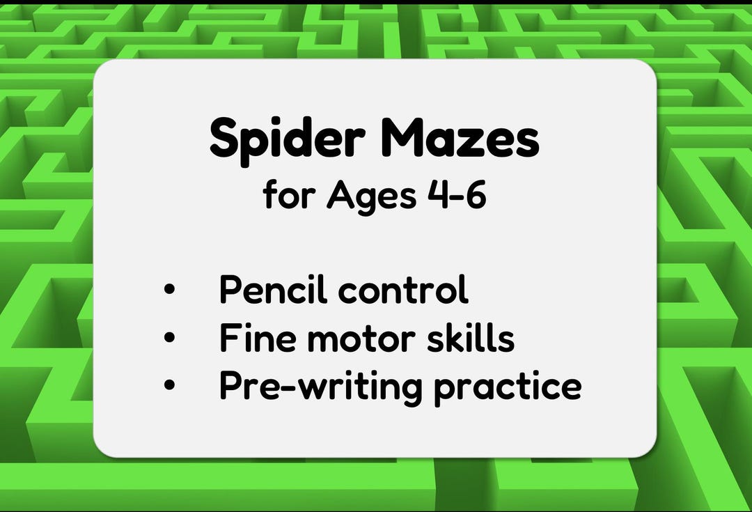 Spider Mazes – Printable Activity Pack for Kids (ages 4-6) (A4/US ...