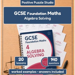 Cuaderno de ejercicios de matemáticas básicas para GCSE / Resolución de álgebra / Ecuaciones, desigualdades, secuencias / PDF imprimible
