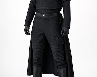 Star Wars Mandalorian Boba Fett Costume – Black Flight Suit Cosplay with Skirt | Bounty Hunter 4-Piece Outfit for Men