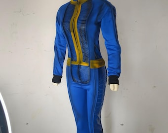 Vault Dweller Cosplay Costume | Blue Gamer Female  Retro Jumpsuit