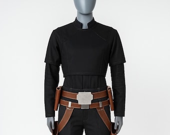 Cosplay mandaloriano di Sabine Wren, tuta da volo di Ahsoka con cintura in pelle