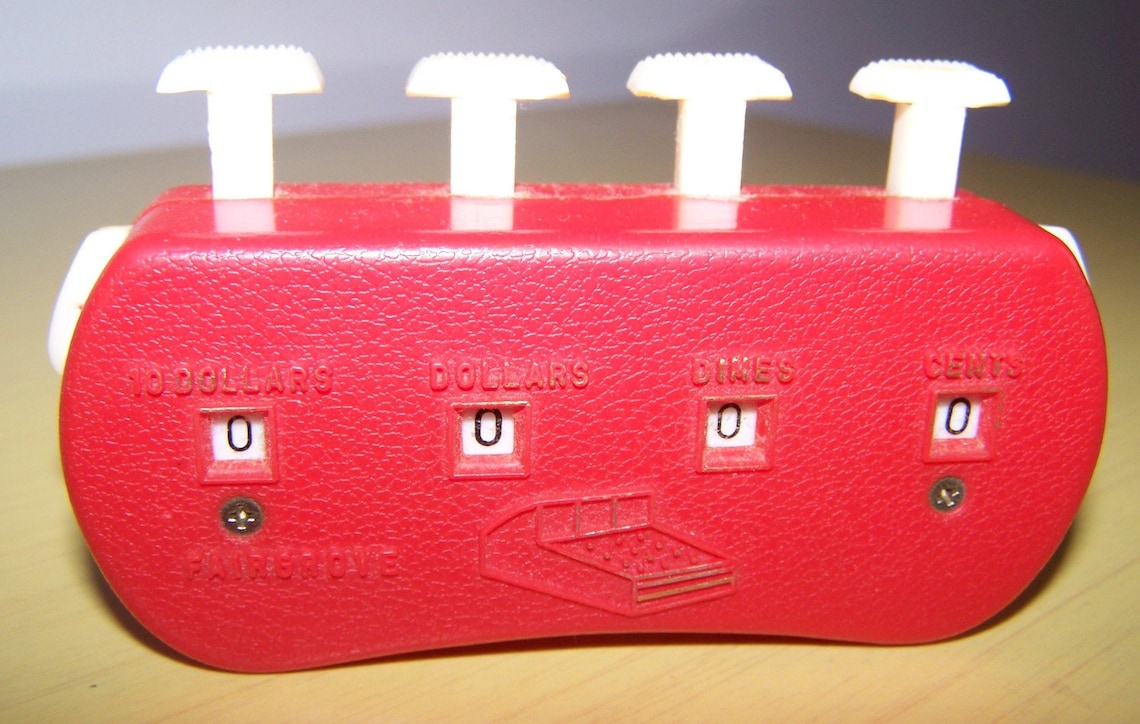 Red Handheld Grocery Counter Vintage Money Calculator Clicker Etsy