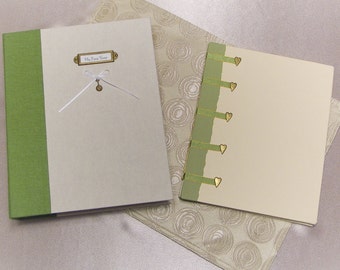 Hand-bound baby book and keepsake box set
