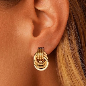 18K Gold Filled Knot Dangle Earrings, Minimalist Drop Earrings for Women, Elegant Everyday Jewelry, Timeless Gift for Her