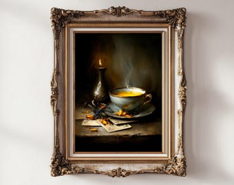 Impression de cartes de tarot tasse de thé : art universitaire sombre sorcière (téléchargement numérique)