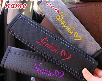 Custom embroidered car seatbelt covers,personalized name car accessories,perfect gift for new car owners,best gift for road trip enthusiasts
