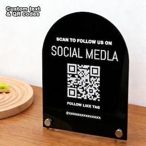 Custom QR Code Display Stand for Social Media | Shop Counter Sign | Small Business Marketing Tool
