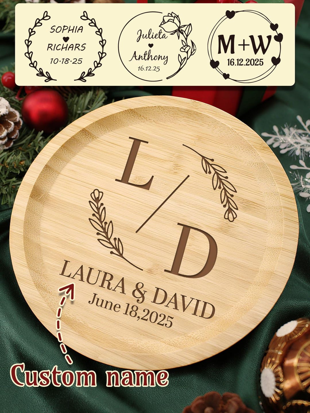 Personalized Bamboo Wedding Tray, Custom Engraved Names - Etsy Australia