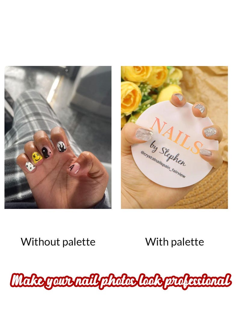 Paleta akrylowa do zdjęć paznokci z niestandardowym tekstem, tablica ekspozycyjna dla techników paznokci | Paleta do ćwiczeń paznokci | Narzędzie dla stylistów paznokci zdjęcie 7