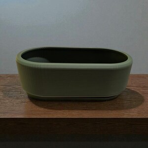Maceta y bandeja minimalistas para bonsáis / 100 mm, 150 mm, 200 mm, 250 mm, 295 mm / Maceta moderna para bonsáis de interior / PLA ecológico Dark olive green