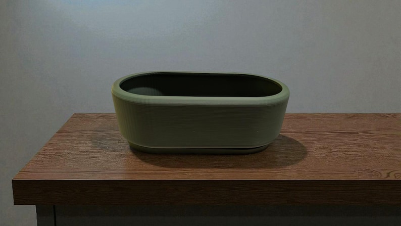 Maceta y bandeja minimalistas para bonsáis / 100 mm, 150 mm, 200 mm, 250 mm, 295 mm / Maceta moderna para bonsáis de interior / PLA ecológico Dark olive green