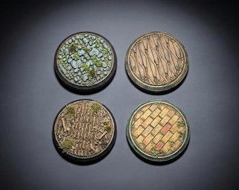 Textured Miniature Bases – Terrain for Tabletop RPG Wargaming - 28mm - 60mm