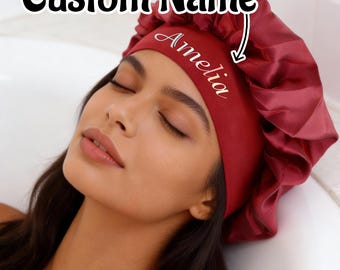 Personalized Hair Bonnet, Custom Name Women'S Beauty Hat, Head Bands For Women'S Hair, Shower Caps For Women, Valentine'S Day Gifts, Family