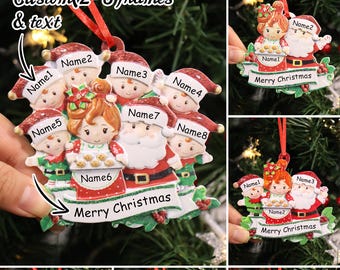 Adornos navideños personalizados, Decoraciones navideñas familiares personalizadas 2025, Adornos navideños familiares personalizados con nombre de Papá Noel, Feliz Navidad