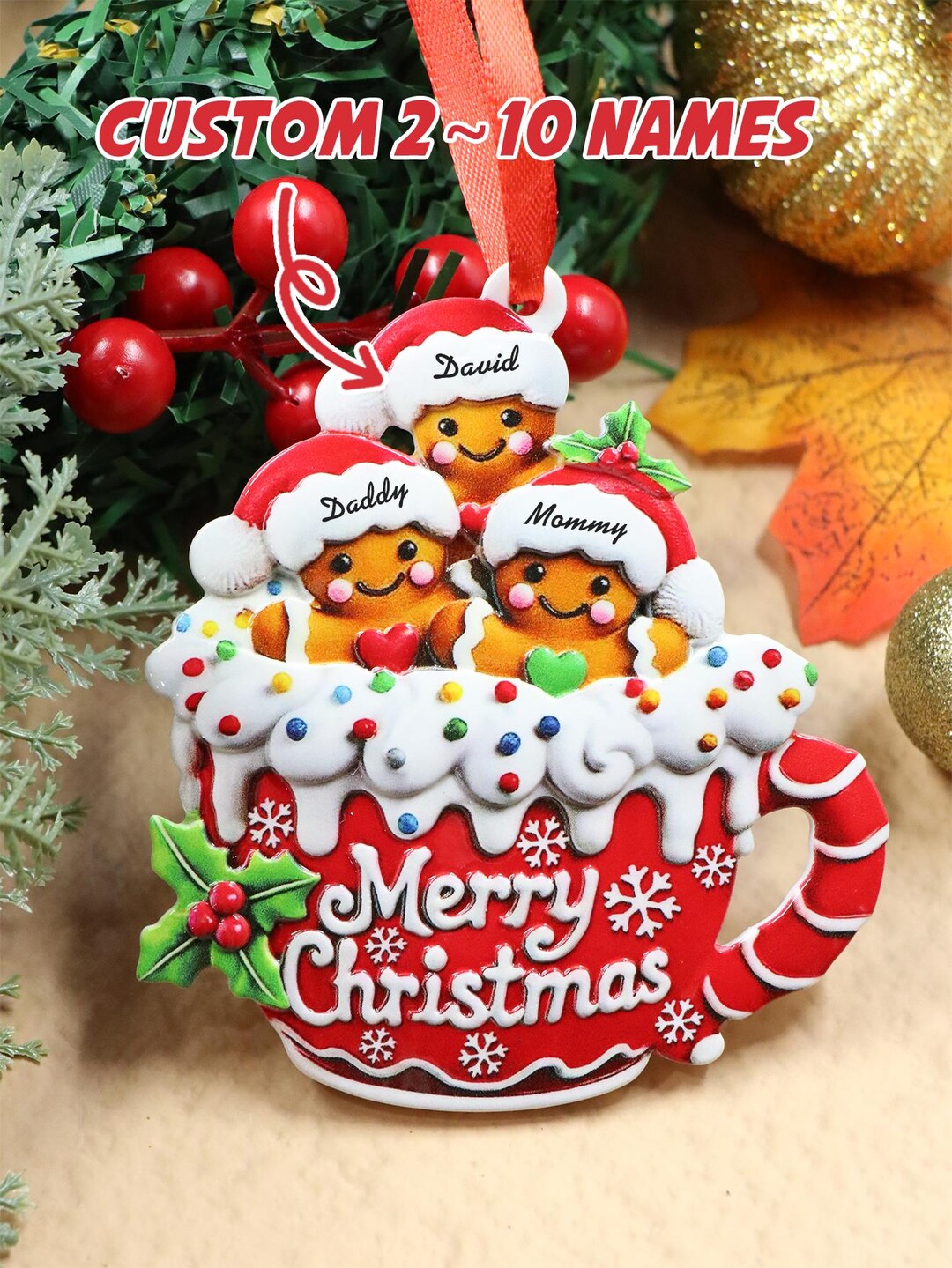 Custom Gingerbread Personalized Gingerbread Family Mug Ornament, Custom Christmas ...
