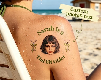 Tatuaje temporal personalizado para la cara / Tatuaje divertido con foto / Recuerdo personalizado para fiestas / Tatuaje para despedida de soltera / Regalo de cumpleaños