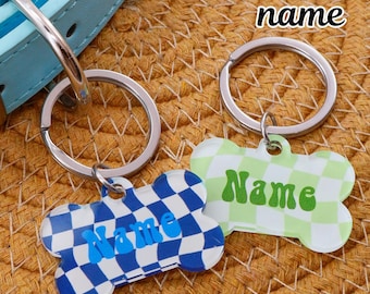 Placa de identificación personalizada para mascotas, con forma de hueso de acrílico, placa personalizada para cachorro.