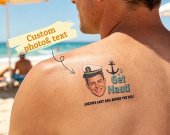 Tatuaje temporal personalizado para la cara / Tatuaje con foto personalizada / Tatuaje para despedida de soltero / Recuerdo para despedida de soltera / Regalo divertido para fiestas