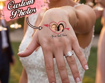 Tatuajes temporales personalizados para bodas / Pegatinas de tatuajes con fotos de parejas personalizadas / Recuerdos de boda para novios / Regalo para despedida de soltera