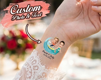 Tatuajes temporales con logotipo personalizado / Pegatinas de tatuajes con foto personalizadas con texto / Regalo para bodas, eventos corporativos y fiestas
