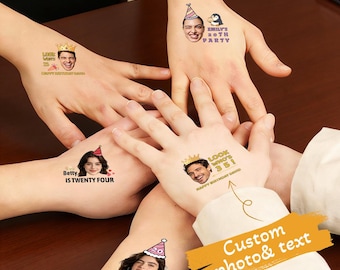 Personalized Temporary Tattoo | Custom Photo Face Sticker | Birthday Party Favor | Bachelorette Hen Party Tattoo | Funny Custom Stickers